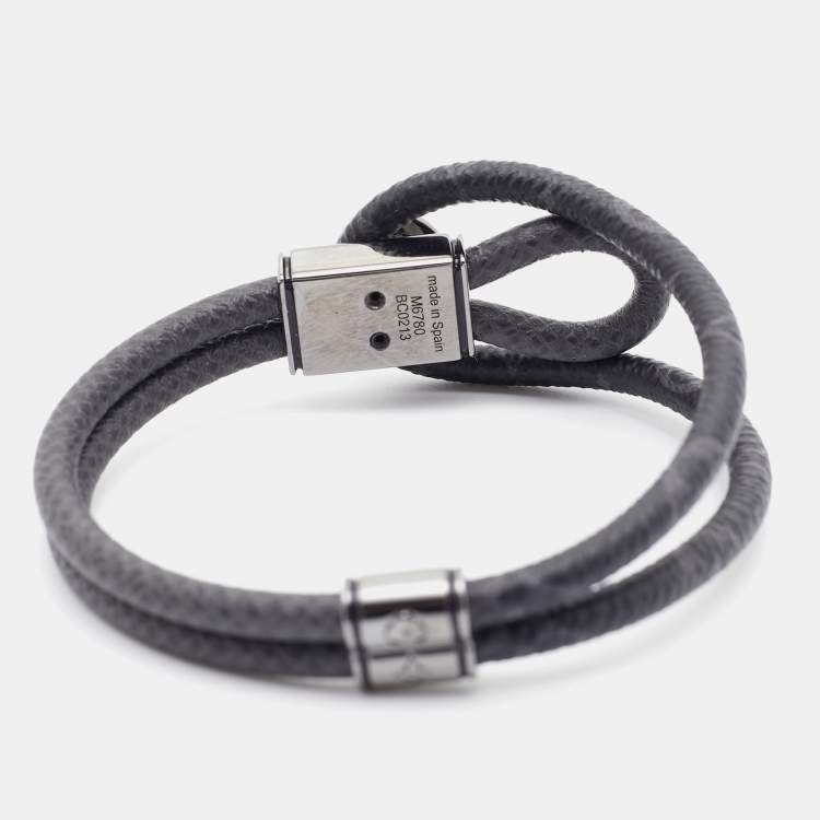 Pre Owned Louis Vuitton Loop It Coated Canvas Enamel Gunmetal Tone Bracelet