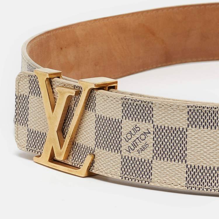 Pre Owned Louis Vuitton Damier Azur Canvas LV Initiales Belt 95CM