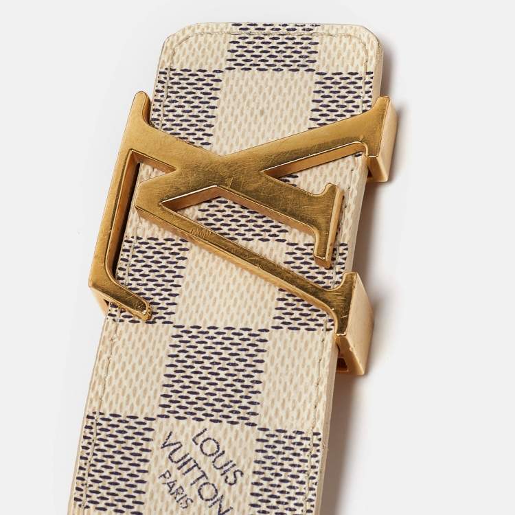 Pre Owned Louis Vuitton Damier Azur Canvas LV Initiales Belt 95CM