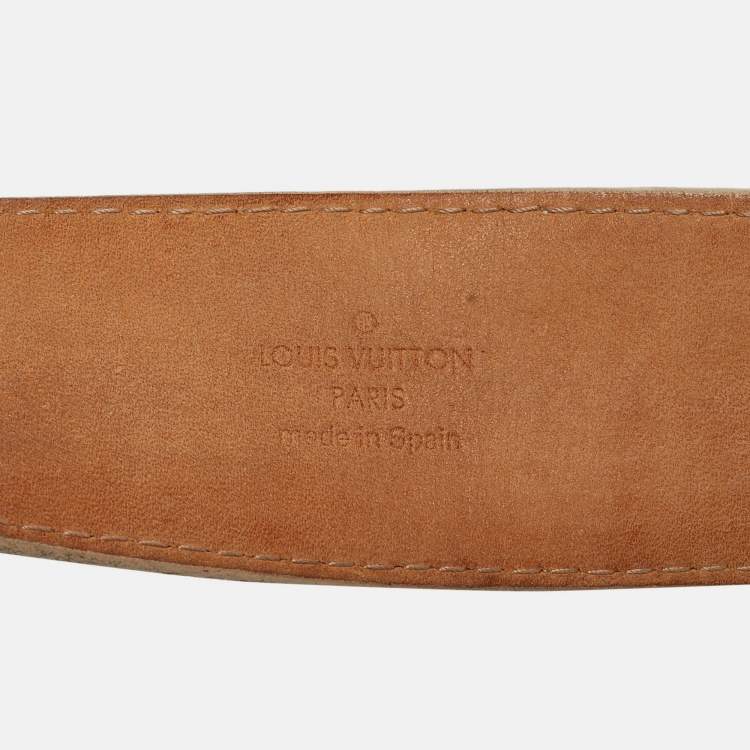 Pre Owned Louis Vuitton Damier Azur Canvas LV Initiales Belt 95CM