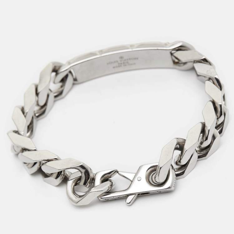 Pre Owned Louis Vuitton Monogram Silver Tone Chain Bracelet