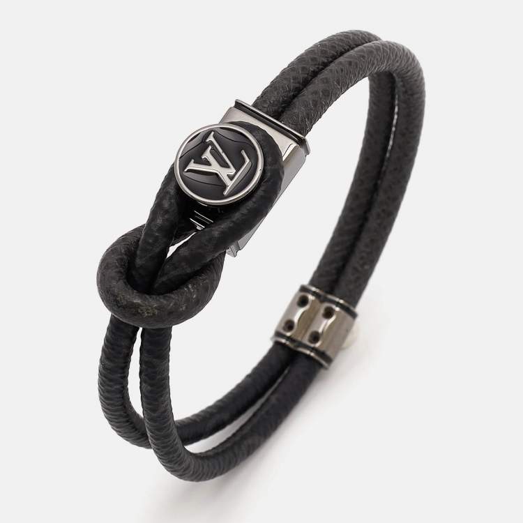 Pre Owned Louis Vuitton Loop It Coated Canvas Enamel Gunmetal Tone Bracelet