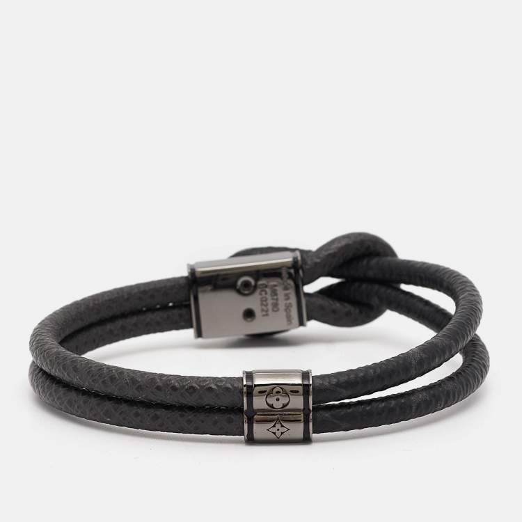 Pre Owned Louis Vuitton Loop It Coated Canvas Enamel Gunmetal Tone Bracelet