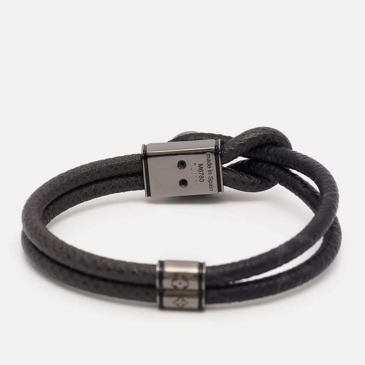 Pre Owned Louis Vuitton Loop It Coated Canvas Enamel Gunmetal Tone Bracelet