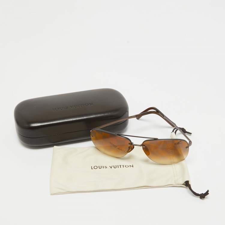 Pre Owned Louis Vuitton Brown Damier Gradient Z0215U Socoa Aviator Sunglasses