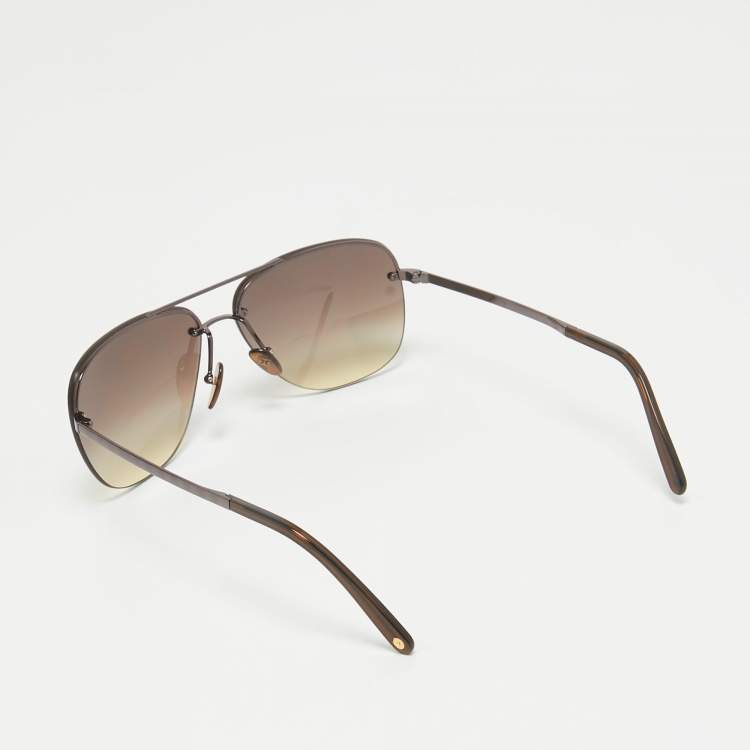 Pre Owned Louis Vuitton Brown Damier Gradient Z0215U Socoa Aviator Sunglasses