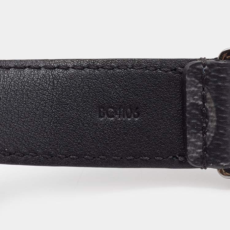 Pre Owned  Louis Vuitton Monogram Eclipse Hockenheim Leather Gunmetal Tone Bracelet 21