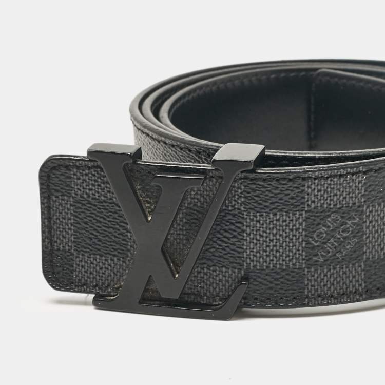Pre Owned Louis Vuitton Damier Graphite Canvas LV Initiales Belt 105 CM