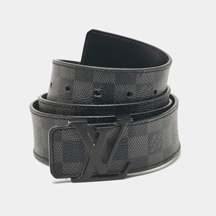 Pre Owned Louis Vuitton Damier Graphite Canvas LV Initiales Belt 105 CM