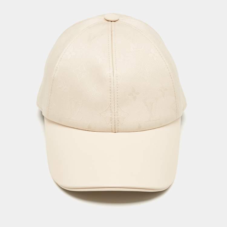 Pre Owned Louis Vuitton Beige Monogram Cotton and Leather First Cap 