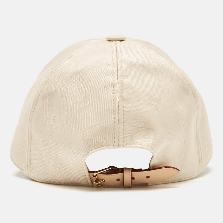 Pre Owned Louis Vuitton Beige Monogram Cotton and Leather First Cap 