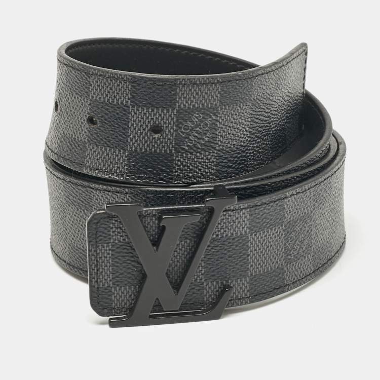 Pre Owned Louis Vuitton Damier Graphite Canvas LV Initiales Belt 100 CM