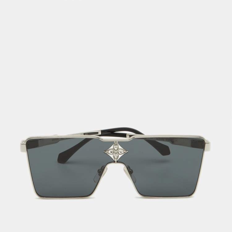 Pre Owned Louis Vuitton SIlver/Black Cyclone Metal Shield Sunglasses