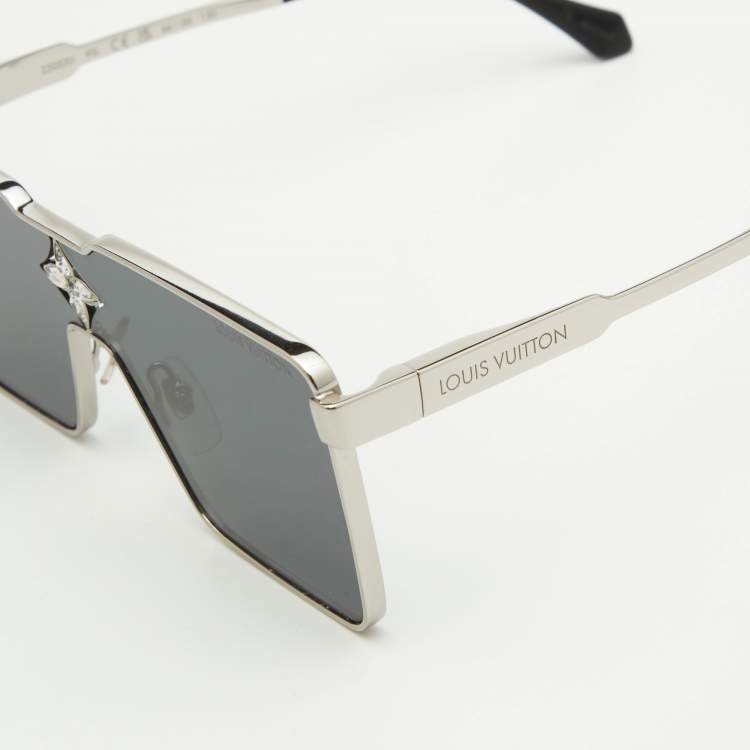 Pre Owned Louis Vuitton SIlver/Black Cyclone Metal Shield Sunglasses