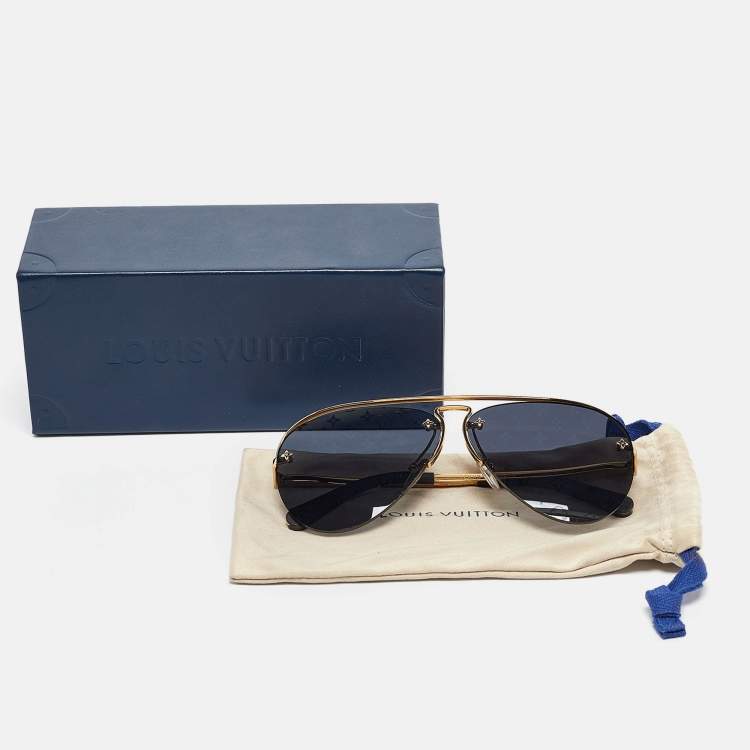 Pre Owned Louis Vuitton Grey/Gold Z1172W Monogram Grease Aviator Sunglasses