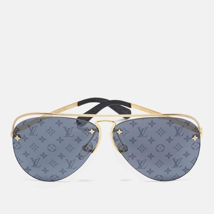 Pre Owned Louis Vuitton Grey/Gold Z1172W Monogram Grease Aviator Sunglasses