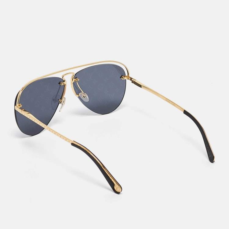 Pre Owned Louis Vuitton Grey/Gold Z1172W Monogram Grease Aviator Sunglasses