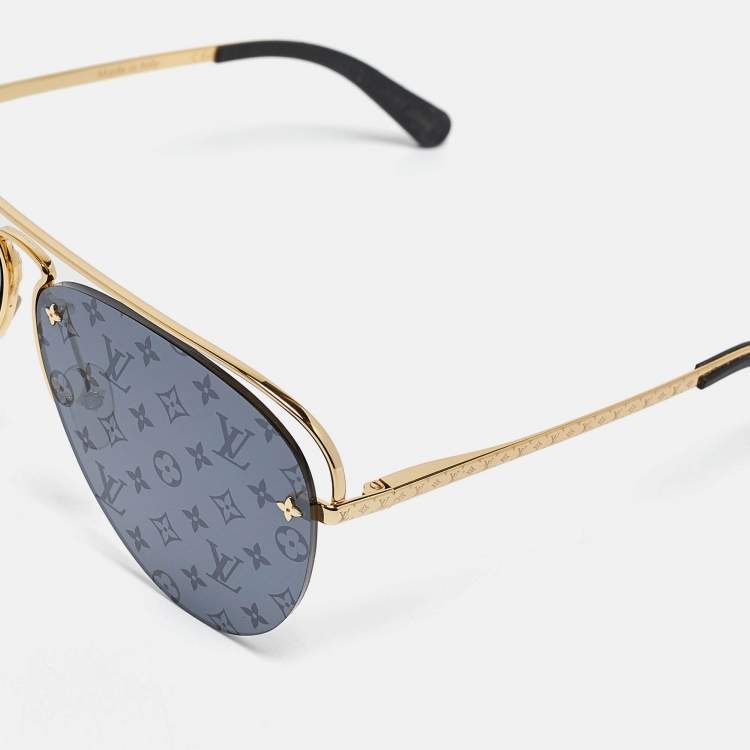 Pre Owned Louis Vuitton Grey/Gold Z1172W Monogram Grease Aviator Sunglasses