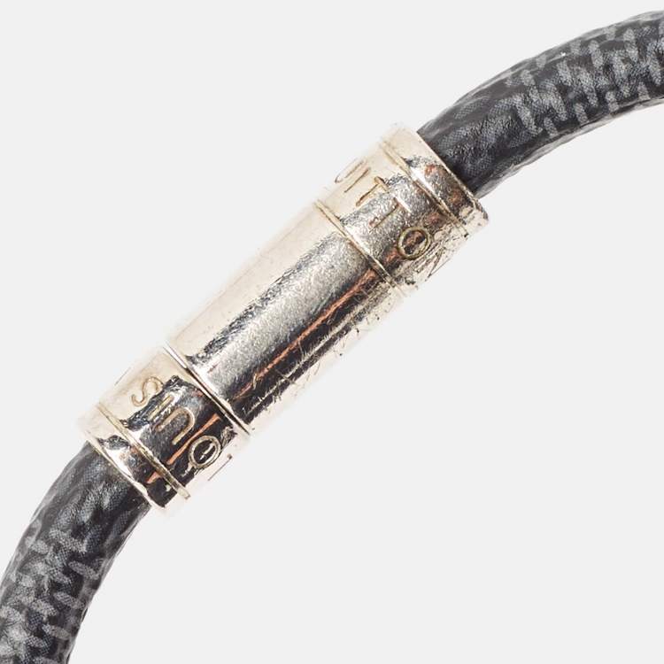 Pre Owned Louis Vuitton Damier Graphite Canvas Silver Tone Bracelet