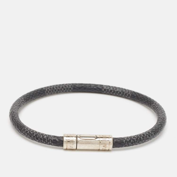 Pre Owned Louis Vuitton Damier Graphite Canvas Silver Tone Bracelet