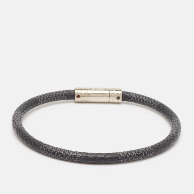 Pre Owned Louis Vuitton Damier Graphite Canvas Silver Tone Bracelet