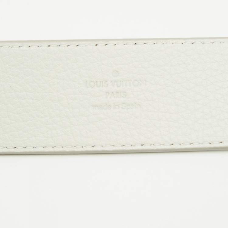 Pre Owned Louis Vuitton White Leather LV Prism Initiales Belt 95 CM