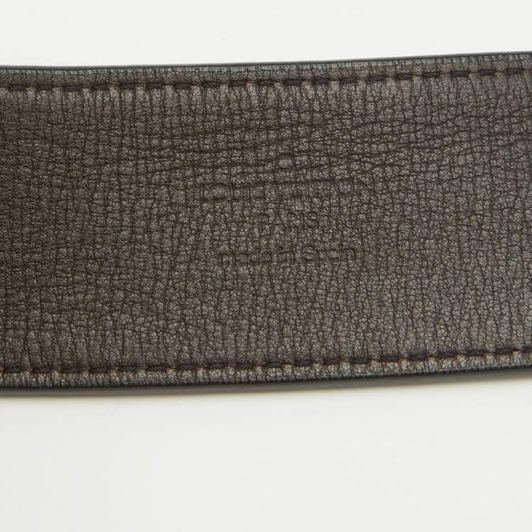 Pre Owned Louis Vuitton Dark Brown Leather LV Initiales Belt 100CM