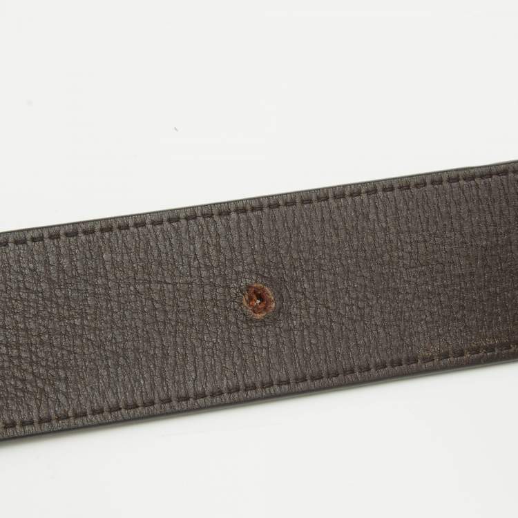 Pre Owned Louis Vuitton Dark Brown Leather LV Initiales Belt 100CM