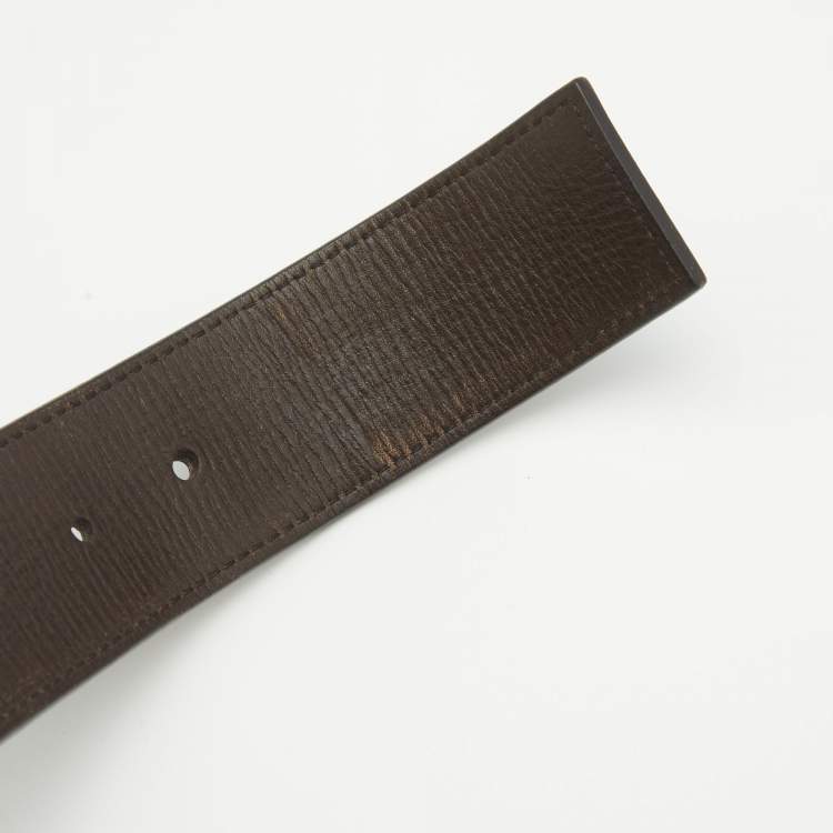 Pre Owned Louis Vuitton Dark Brown Leather LV Initiales Belt 100CM