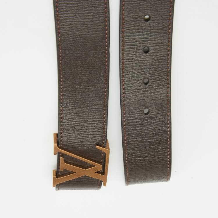 Pre Owned Louis Vuitton Dark Brown Leather LV Initiales Belt 100CM