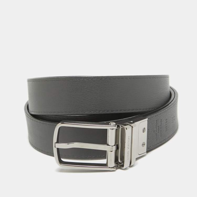 Pre Owned Louis Vuitton Black/Grey Damier Infini Leather Boston Reversible Belt 110 CM