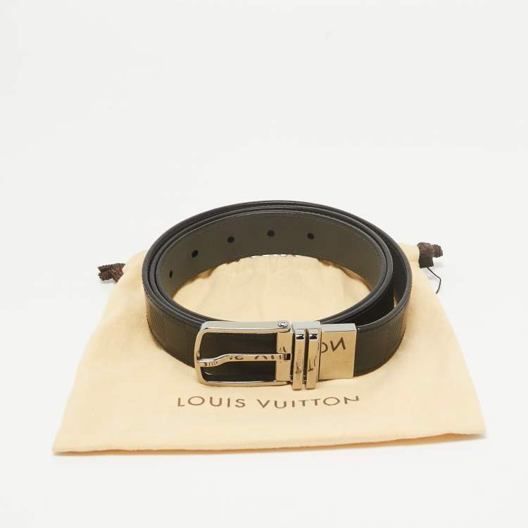 Pre Owned Louis Vuitton Black/Grey Damier Infini Leather Boston Reversible Belt 110 CM