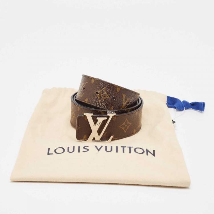 Pre Owned Louis Vuitton Monogram Canvas and Leather LV Initiales Reversible Belt 95CM