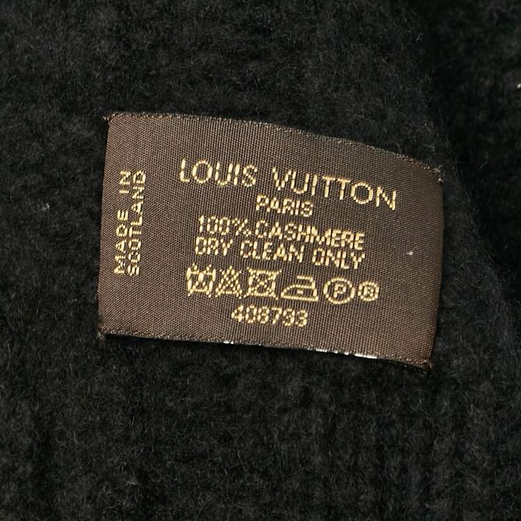 Pre Owned Louis Vuitton Black Damier Cashmere Knit Scarf