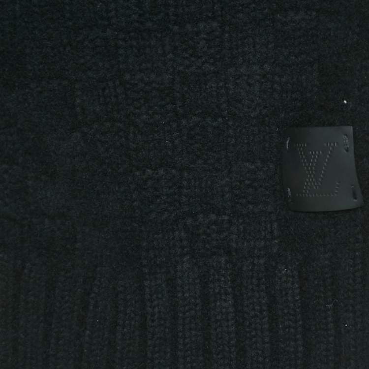 Pre Owned Louis Vuitton Black Damier Cashmere Knit Scarf