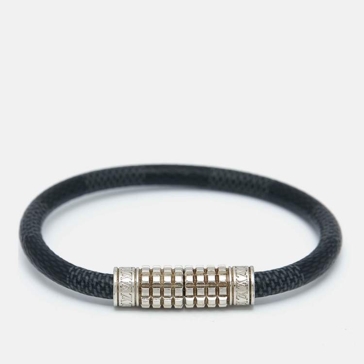 Pre Owned Louis Vuitton Digit Damier Coated Canvas Silver Tone Bracelet 