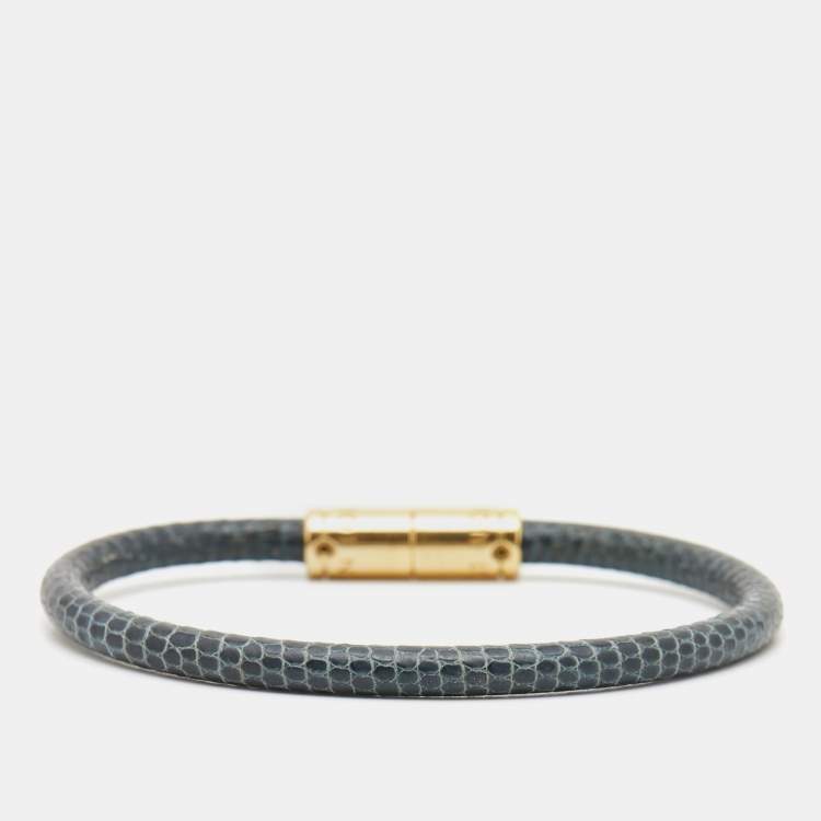 Pre Owned Louis Vuitton Keep It Leather Gold Tone Bracelet