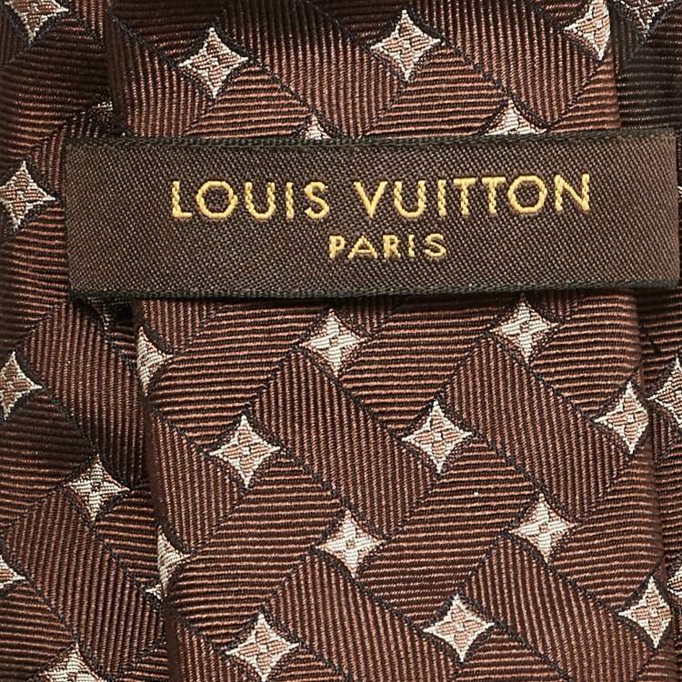 Pre Owned Louis Vuitton Brown Monogram Patterned Silk Tie 