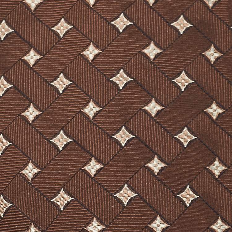 Pre Owned Louis Vuitton Brown Monogram Patterned Silk Tie 