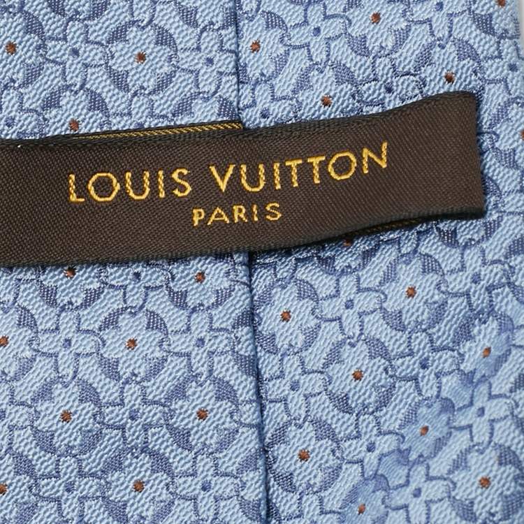 Pre Owned Louis Vuitton Blue Patterned Silk Tie