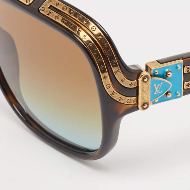 Pre Owned Louis Vuitton Tortoise Brown Gradient Z2517U 1.0 Millionaires Square Sunglasses