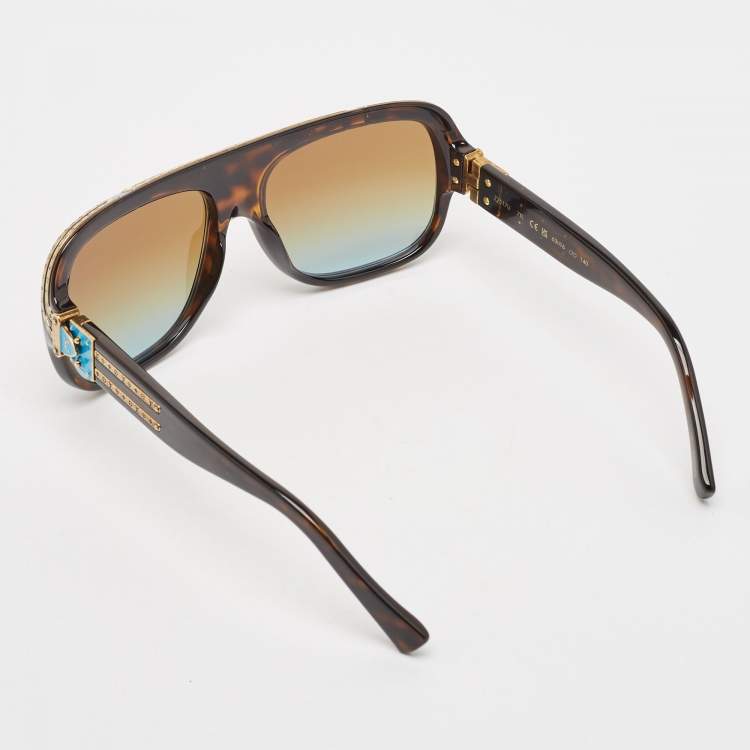 Pre Owned Louis Vuitton Tortoise Brown Gradient Z2517U 1.0 Millionaires Square Sunglasses