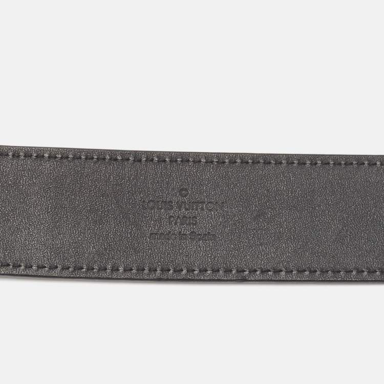 Pre Owned Louis Vuitton Black Taiga Leather LV Initiales Belt 90CM