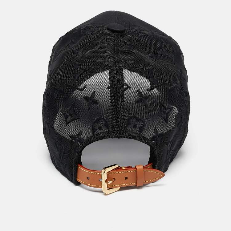 Pre Owned Louis Vuitton Black Cotton and Monogram Mesh Baseball Cap