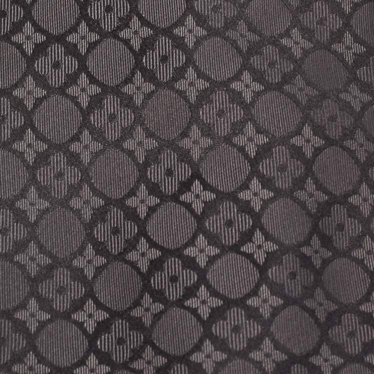 Pre Owned Louis Vuitton Grey/Black Monogram Print Silk Traditional Tie