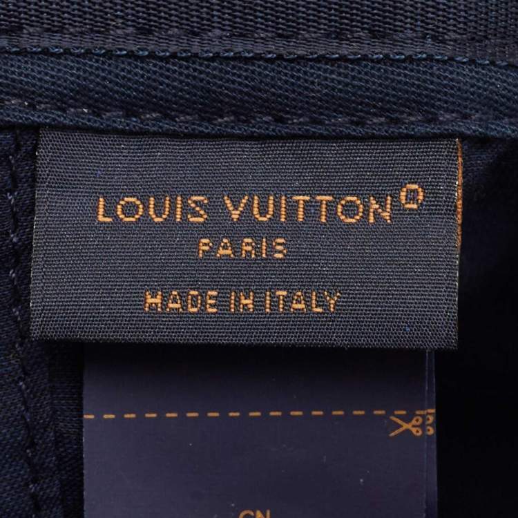 Pre Owned Louis Vuitton Navy Blue Wool and Leather LV Varsity Cap M