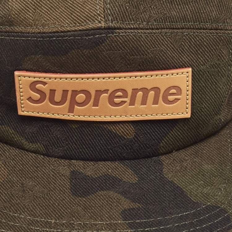 Pre Owned Louis Vuitton x Supreme Green Camouflage Cotton Cap Size 56 