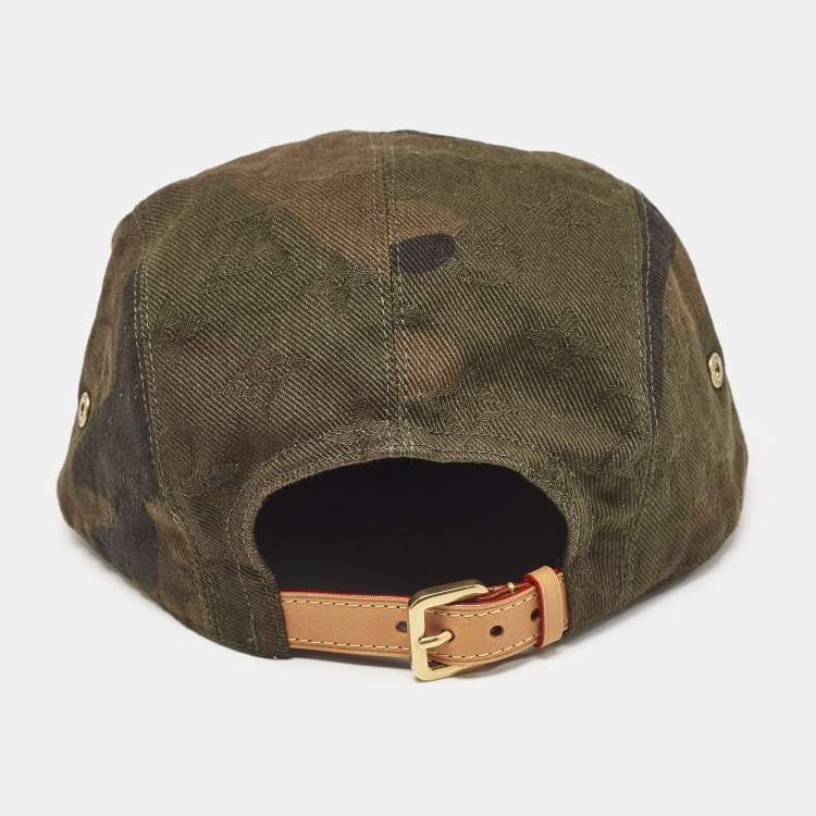 Pre Owned Louis Vuitton x Supreme Green Camouflage Cotton Cap Size 56 