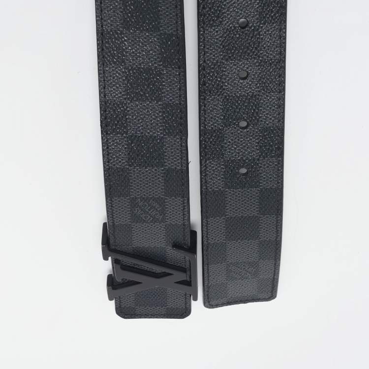 Pre Owned Louis Vuitton Damier Graphite Canvas LV Initiales Belt 95 CM