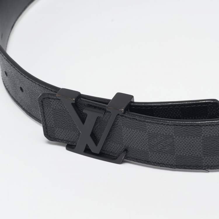 Pre Owned Louis Vuitton Damier Graphite Canvas LV Initiales Belt 95 CM